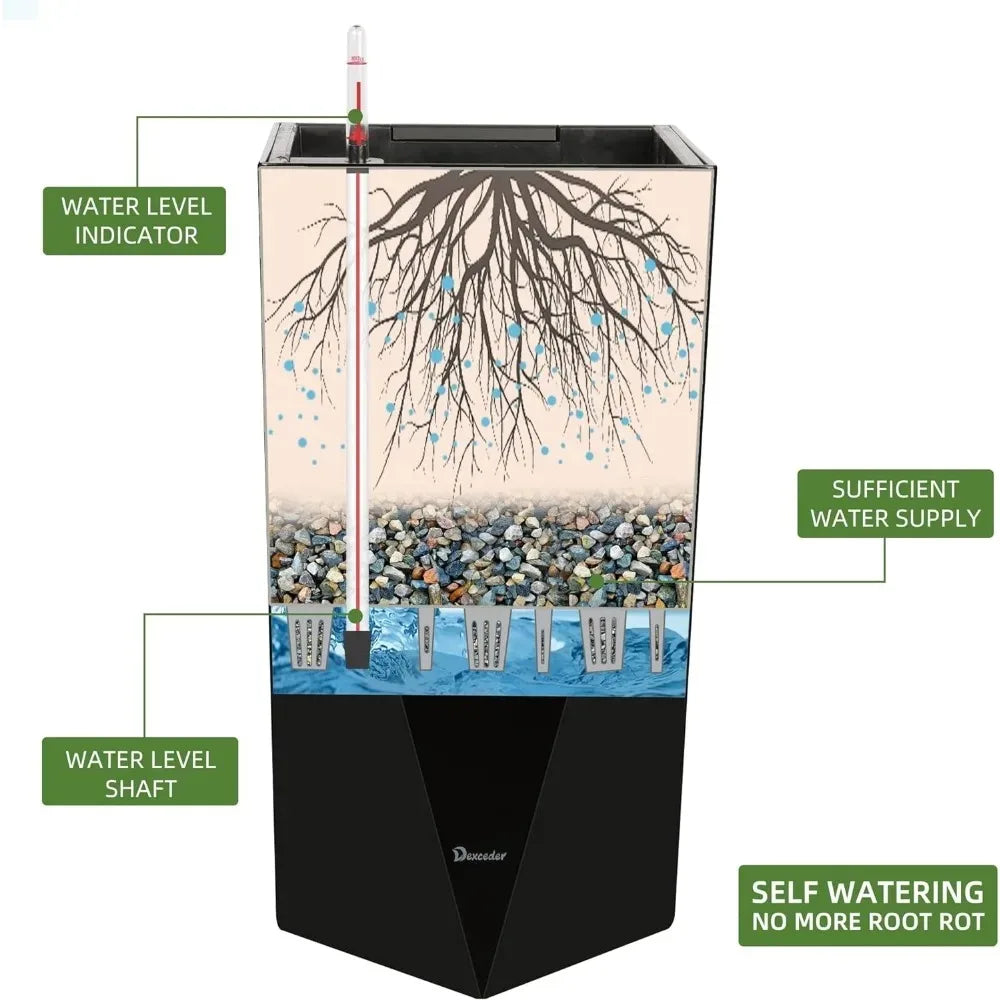 24-Inch Tall Self-Watering Planter - Indoor/Outdoor Elegance for Your Plants!